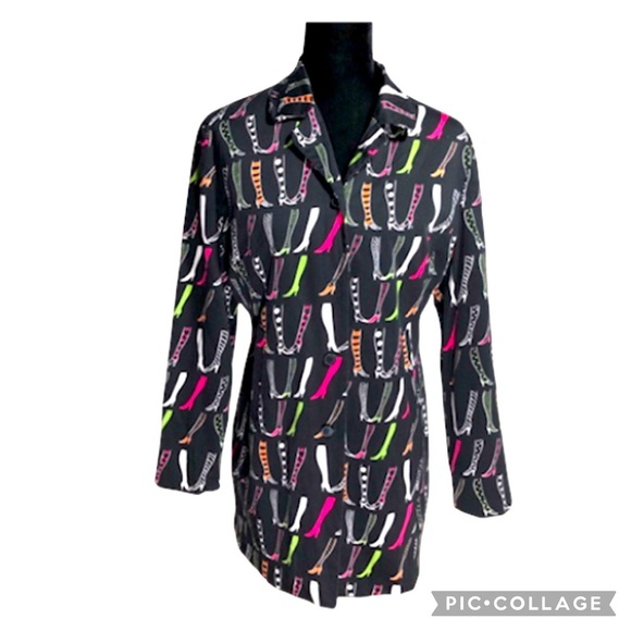 Vintage Anne Carson Oversized Petite Size 10P  Shoe Print Blazer - Picture 4 of 5